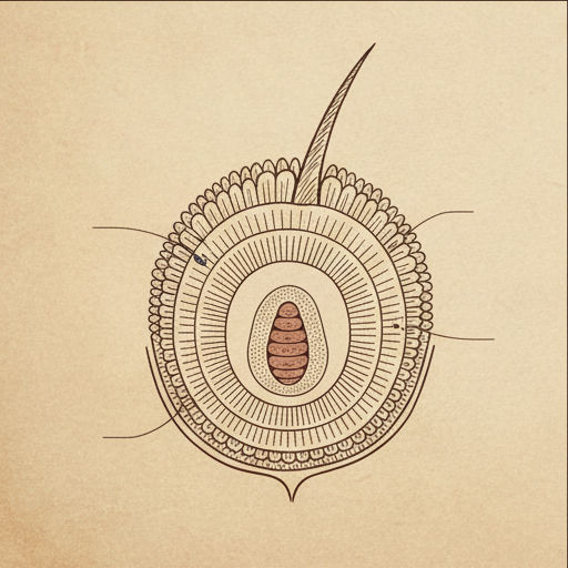 Cross-section illustration of a hair shaft.