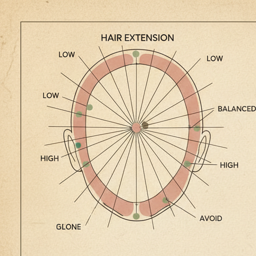 An overhead placement-map diagram with section lines and tension dots.